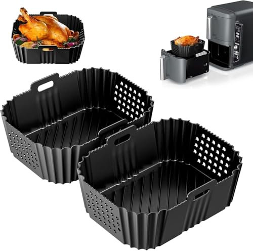2 piezas de freidora de aire caliente Accesorios para Ninja Double Stack XL 9.5L SL400EU, freidora de aire caliente molde de silicona para Foodi Max Dual Zone AF400EU AF300EU, Air Fryer Silicona,