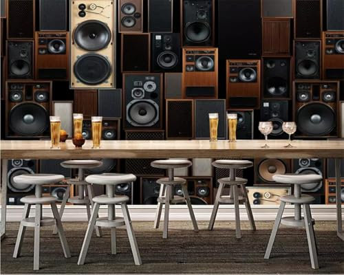 Fototapete 3D Effekt Lautsprecher Vlies Fototapete 400 x 280 cm Audio Foto Tapete XXL Vliestapete Moderne Wandtapete Wohnzimmer Schlafzimmer Bildtapete Decoration Poster Fototapeten B15