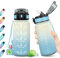 Gourde Enfant 500ml, Gourde Motivation avec Marqueur de Temps, Bouteille d'eau Étanche, Gourde Sport avec Paille, Bouteille sans BPA, Réutilisable, Gourde pour Yoga, l'école, Camping, Bureau, Fitness
