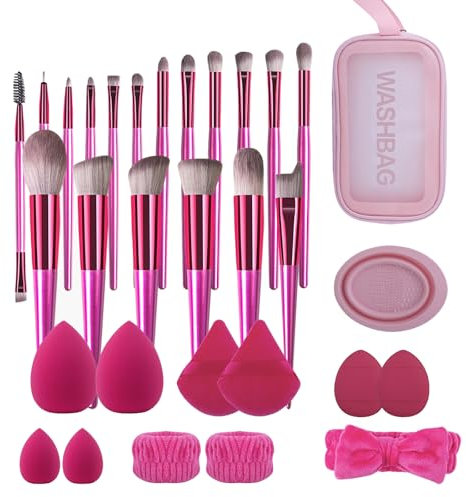 LHLXZQ Ensemble de Pinceaux de Maquillage, avec éponge de Maquillage, Pompon à Poudre et Tapis de Nettoyage, pour fond De Teint Blush Anti-cernes Ombres à Paupières Poudre et Contouring#2
