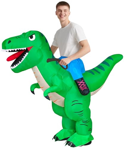 Goenb Aufblasbare Dinosaurier Kostüm Erwachsene, Aufblasen Dion Kostüm Lustige Reiten T Rex Kostüme Erwachsene für Halloween Cosplay Party