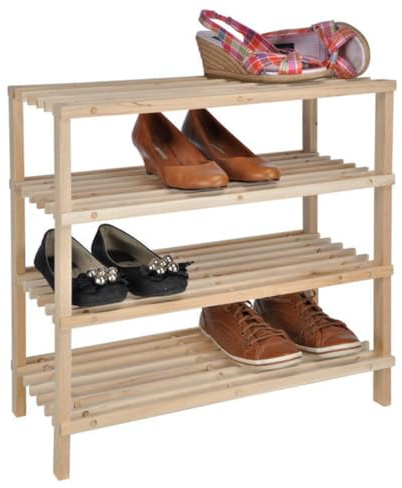RILOOP Holz Schuhregal XL mit 4 Etagen - Schuhständer Schuhablage Shoe Rack Schuh Regal