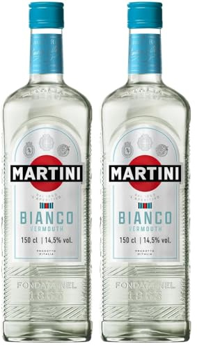 MARTINI Bianco Apéritif Vermouth Blanc, 14,5% vol., 150cl / 1.5L, Vermouth Italien infusé aux herbes et fleurs aromatiques (Lot de 2)