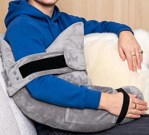 RANJIMA Schulterkissen nach Operation mit Arm Tasche, Rotatorenmanschetten Kissen zum Schlafen, orthopädisches Lagerungskissen für Seiten- und Rückenschläfer, Schulter Entlastungskissen OP Entlastung