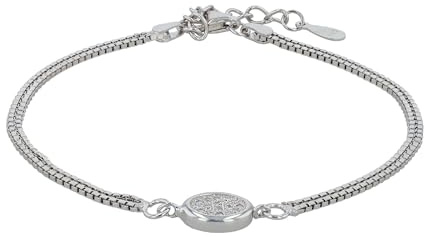 Akzent Armband Damen - Premium Armband Damen in Schwarz aus 925/- Silber, rhodiniert, 100% Wasserfest & Hautverträglich