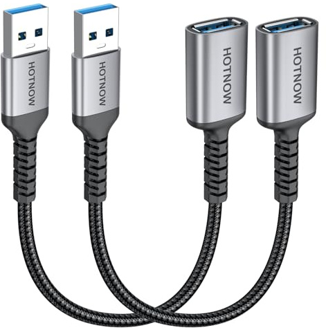 HOTNOW USB 3.0 Verlängerungskabel 30CM 2Pack,USB A Stecker auf Buchse Kabel | 10Gbps Schnelle Datenübertragung,für Webcam,Kamera,Hub, Maus,Tastatur,Festplatte,Headset,Gamepad,Drucker,Speichermedium