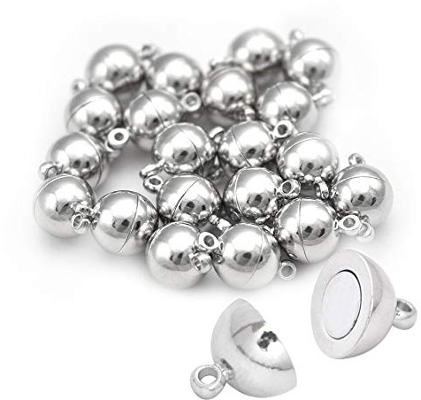 20 Stück Durchmesser 10 mm Magnetverschlüsse runde Kugeln Lederarmband Halskette Paracord Modeschmuck DIY Lederwaren Zubehör #FLQ083-10S Kupfer versilbert