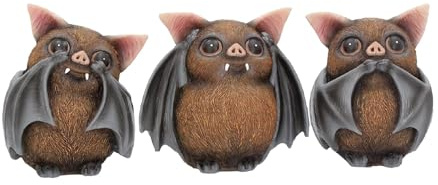 Nemesis Now B4473N9 Three Wise Bats 8.5cm Figurines, Brown