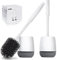 Hulameda Toilet Brush and Holder 2 Pack, Silicone Toilet Cleaning Brush with Quick Drying Holder, 3.2 x 5.5 Inches, Gray & White, (Flooring/Mounted Wall)