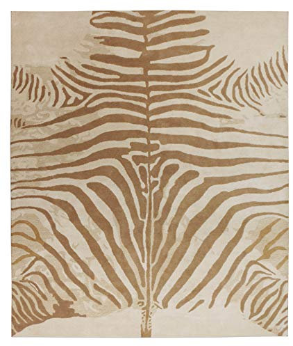 Teppich & Teppich mit Zebramuster, handgefertigt, 100 % Wolle, 80 x 300 cm, Beige