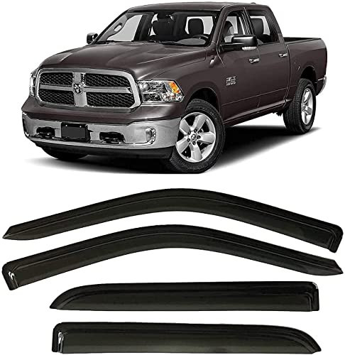 WITH001 4 Stück Auto Windabweiser für Dodge RAM 1500 2009-2018, Hohe Qualität Winddicht Sonnenschutz Schatten Windabweiser