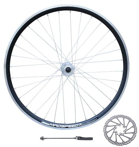Madspeed7 QR 700c 28 (ETRTO 622x19) Hybrid Bike FRONT Wheel - 160mm Disc Brake Rotor - Sealed Bearings Hub 9x100mm QR (Very Smooth Hub) – Double Wall Rim – 32x Silver Spokes