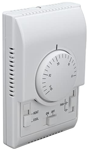 Termostato Aria Condizionata WNSC, Regolabile a 2 Vie per Fan Coil, Termostato Aria Condizionata Centrale, Bianco, Semplice e Funzionale