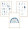 MeinBaby123® Bilder Kinderzimmer | 3er Set A4 Poster | Alphabet ABC Lernposter Zahlen Regenbogen | Deko Kinderzimmer Jungen | Babyzimmer | Wandposter Premium (ABC, Regenbogen, Zahlen - blau)