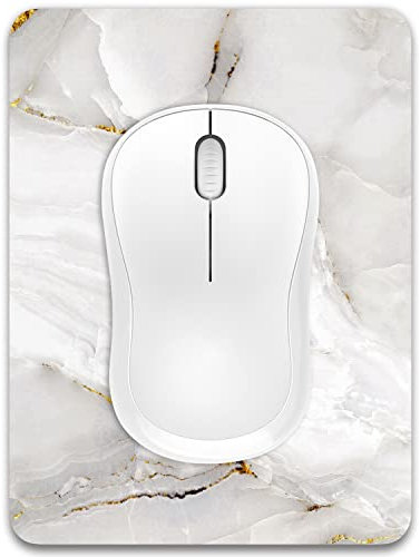 Dapesuom kleines Mauspad, 15,2 x 20,3 cm, mit Rutschfester Gummiunterseite, wasserdichtes Mini-Mauspad für Damen, Herren, kabellose Maus Laptops, Reisen, Zuhause, Weisser Marmor