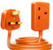 EXTRASTAR 1 Way Gang Single Socket Mains Power Extension Lead 13A Fused UK 3Pin Plug - 25 Metre Cable, Orange