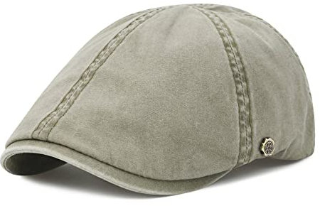 VOBOOM Flache Cabbie-Mütze aus Baumwolle, Gatsby Ivy Irish Hunting Newsboy Cap, Verwaschenes Khaki, Einheitsgröße