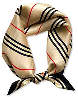 LumiSyne Seidenschal Damen Quadratischer Schal Farbnähte Geometrische Streifen Muster Satin Vierecktuch Multifunktionales Halstuch Seidentuch Paisley Bandana Kopfschmuck
