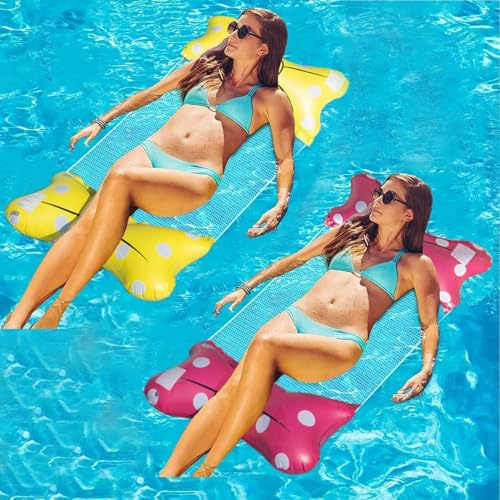 Amaca gonfiabile, per piscina, spiaggia, adulti, bambini (rosso+giallo)