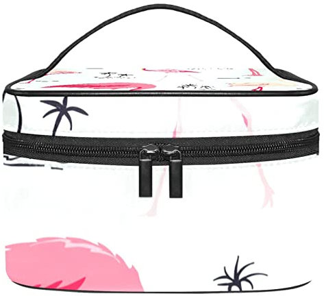 Schminktasche Reise Kosmetiktasche Tasche Geldbörse Handtasche mit ReißverschlussTropischer Kokosnuss Flamingo