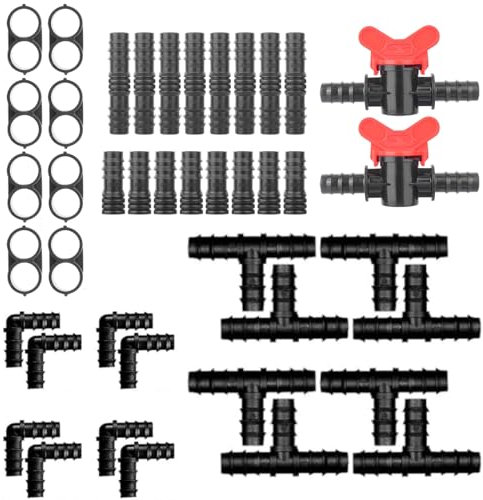 42 piezas Kit Conector de Riego, Conectores de Púas Irrigación por Goteo, Manguera de Riego por Goteo Kit De Accesorios De Riego Para Sistema De Riego Automático, 1/2 Pulgadas