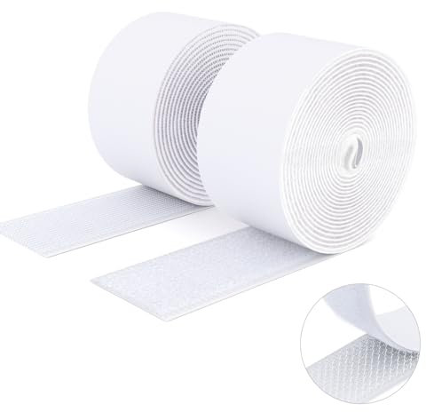 SUTOUG Klettband mit selbstklebend, 50 mm x 3 m, strapazierfähiges Hakenband und Schlaufenband, extra starker doppelseitiger Klettverschluss, Wandklebestreifen für den Innen- und Außenbereich, Weiß