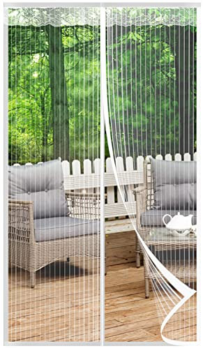 HOWIN Fliegenvorhang Balkontür Magnet, Fliegengitter Terrassentür Ohne Bohren 75x210cm, Moskitonetz Tür, Fliegenschutz Türen, Insektenschutz Balkon Tür, Fly Screen Door Magnetic(Weiß)
