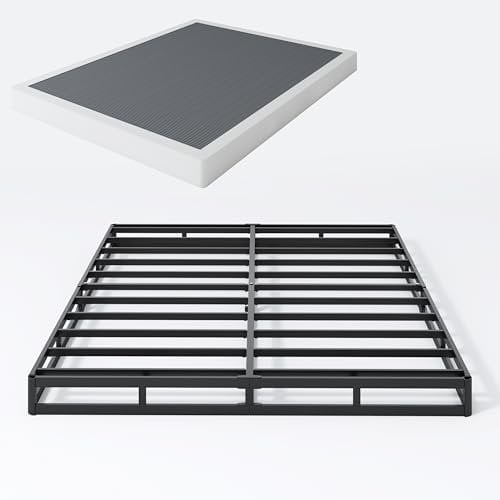 SHLAND King Box Spring, 12,7 cm Boxspringen, King Size Basics Bettgestell, Matratzenfundament, schwarze robuste Metallstruktur mit Bezug, kein Lärm, einfache Montage