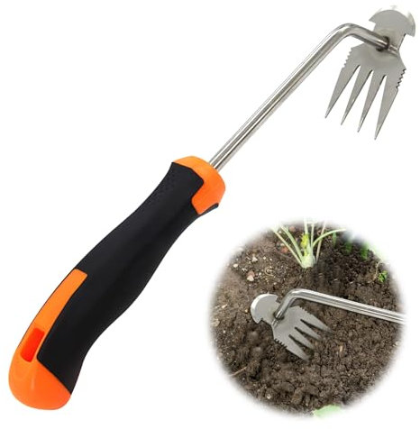 HENGBIRD Extractor de Malas Hierbas, removedor de raíces de malezas de Mano de 14 Pulgadas, Herramienta de desmalezado de 4 Garras, Herramienta de eliminación de césped de Mano, Herramienta de