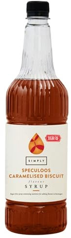Simply Sugar Free Speculoos Caramelised Biscuit Syrup, Vegan & Nut Free Flavoured Syrup for Coffee, Cocktails & Baking (1 Litre)