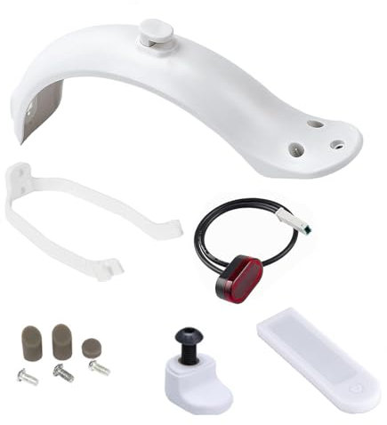 NIYATA Schutzblech für Xiaomi M365 1S, Schutzblech für Elektroroller, Schutzblech hinten, für Xiaomi M365, mit Rücklicht und Befestigungen (weiß)