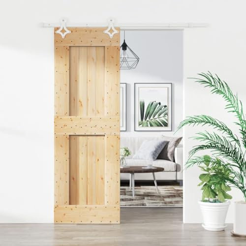 SECOLI Schiebetür Komplettset 70x210 cm Mit Tür Zimmertür Schiebetür Holz Schiebetüren Holztür Holzschiebetür Schwingtür Holz Scheunentor Massivholz Kiefer-70x210 cm-13