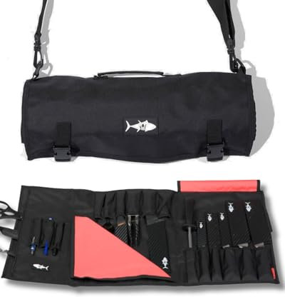 Durable Chef Knife Roll Bag – 12 tasche per coltelli e utensili, resistente e impermeabile nylon 600D, pronto per qualsiasi avventura in cucina (nero)