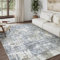 HUGEAR Maschine Waschbarer Bereich Teppich 150 x 210 cm Grau - Moderner Abstrakter Low Pile Wohnzimmer Teppich - Indoor Akzent Distressed Wurf für Schlafzimmer, Büro, Esszimmer, Küche