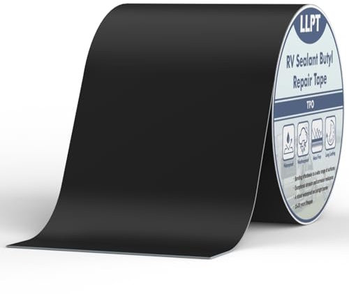 LLPT Butylband | Dach Reparaturband | Schwarz | UV-beständiges RV-Dichtungsreparaturband | Extrem Langlebiges Wasserdichtes Luftdichtes | Für Fenster Wohnmobil Boot (SV62110BK6) | 152 mm x 15 m