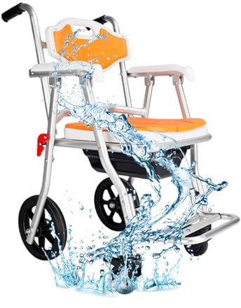 Sedia da Toilette per Doccia da Bagno con Ruote, Sedia da Toilette sul Comodino Sedia a rotelle per Anziani disabili Nonni portatori di Handicap, Sedia da Toilette Comoda