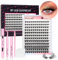 Veleasha Wispy Lash Clusters Kit 144PCS DIY Eylash Extension Kit Eyelash Cluster Cluster Lashes D Curl Cluster Eyelash Extension with Lash Bond and Seal DIY at Home for Beginners(PinkSnow Kit-8-16mm)