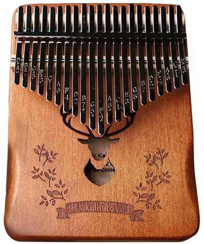 Kalimba Daumen Klavier 21 Schlüssel, hölzerne Tunted Handheld Finger Daumen Klavier mit Schnitzerei, tragbares Daumen Klavier für Kinder, Erwachsene, Anfänger (B)