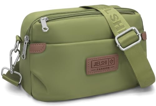 REETEE Umhängetasche Damen Wasserdicht Nylon Kleine Handtasche Damen mit Vielen Fächern Crossbody Bags Handytasche zum Umhängen Klein Schultertaschen mit Verstellbar Abnehmbar Breiter Gurt (grün)