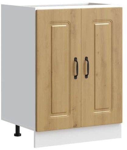 vidaXL Meuble Bas pour évier Kalmar chêne Artisanal Bois d'ingénierie, Meuble Bas de Cuisine, Meuble Bas de Cuisine avec Porte