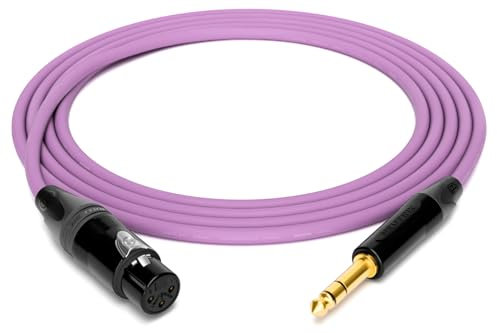 enoaudio Mogami 2534 Quad Professionel Studio Câble symétrique | Neutrik Gold XLR femelle – Jack TRS 6,3 mm | HiFi, violet, 3 m