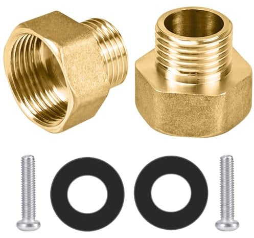 NISENTIA Reduzierstück 3/4 Zoll auf 1/2 Zoll | Messing Reduzierverlängerung mit 4 Stück Gummidichtung | AG/IG Adapter 3/4 zoll auf 1/2 zoll für Rohrverbindungen