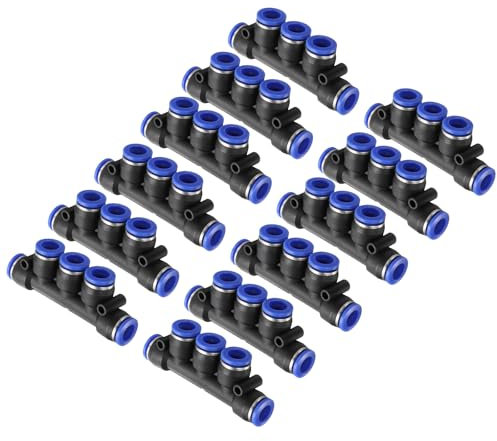 sourcing map 20 raccordi collettori in linea da 8 mm OD 5 vie in plastica pneumatica a pressione per collegare raccordi per tubi, connettori a sgancio rapido