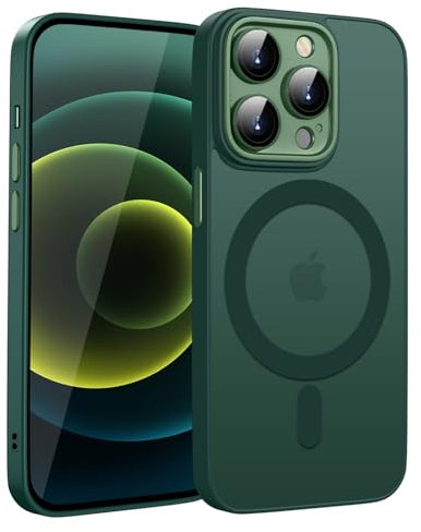 KPPIT Magnetisch Hülle für iPhone 12 Pro Hülle 6,1 Zoll Kompatibel mit MagSafe, Transluzente Matt Rückseite Dünn Stoßfest Handyhülle für iPhone 12 Pro Case, Canngling grün