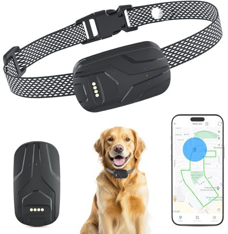 Feycig Mini rastreador GPS y collar de perro con tarjeta SIM para gatos y perros - WiFi + LBS seguimiento de ubicación en tiempo real, notificaciones inteligentes, histórico
