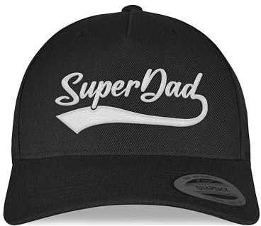 tshirtladen Cap Super Dad Bestickt Schwarz - Snapback Cap mit Stick Vatertag - Geschenkidee für Papa - Mütze Vater Sohn Partnerlook - Männer Cap Papa Geschenk Superheld Daddy Geschenk