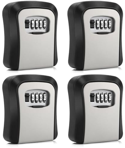 CROING 4 cassaforte per chiavi da parete, con serratura a combinazione, codice a 4 cifre, nero e grigio