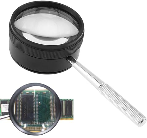 Lupen | 35-fache Identifikationslupe | Handlupe mit großer Vergrößerung von 50 mm, geeignet zum Lesen, Schmuck, Basteln, Inspektion, Miniaturmikroskop