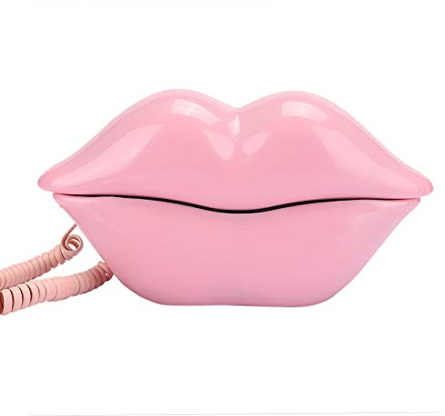 BAFOVY Heimtelefon Im Europäischen Stil, Rosa Lippenform, Kreatives Festnetztelefon für den Heim- und Bürogebrauch (PINK)