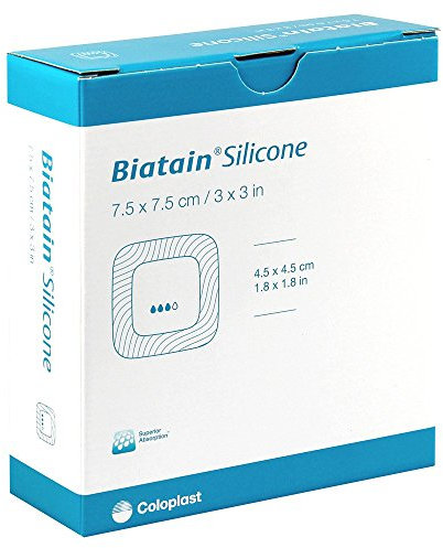 Biatain Silicone Pansement adhésif en mousse 7.5 x 7.5 cm, Lot de 10.